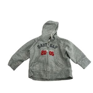 🔘GAP: Boy 12-18 months, gray logo hooded zip-jacket w/pockets, preowned🔘